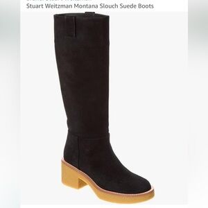 Stuart Weitzman Montana Slouch Suede Boots black size 8 New
